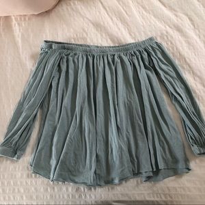 Very soft and comfy blue off-the-shoulder top